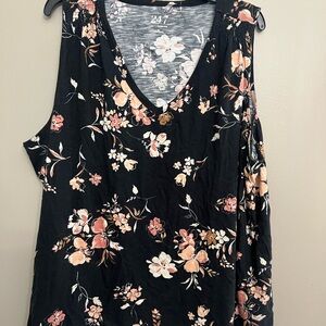 Maurices Black Floral Tank Top